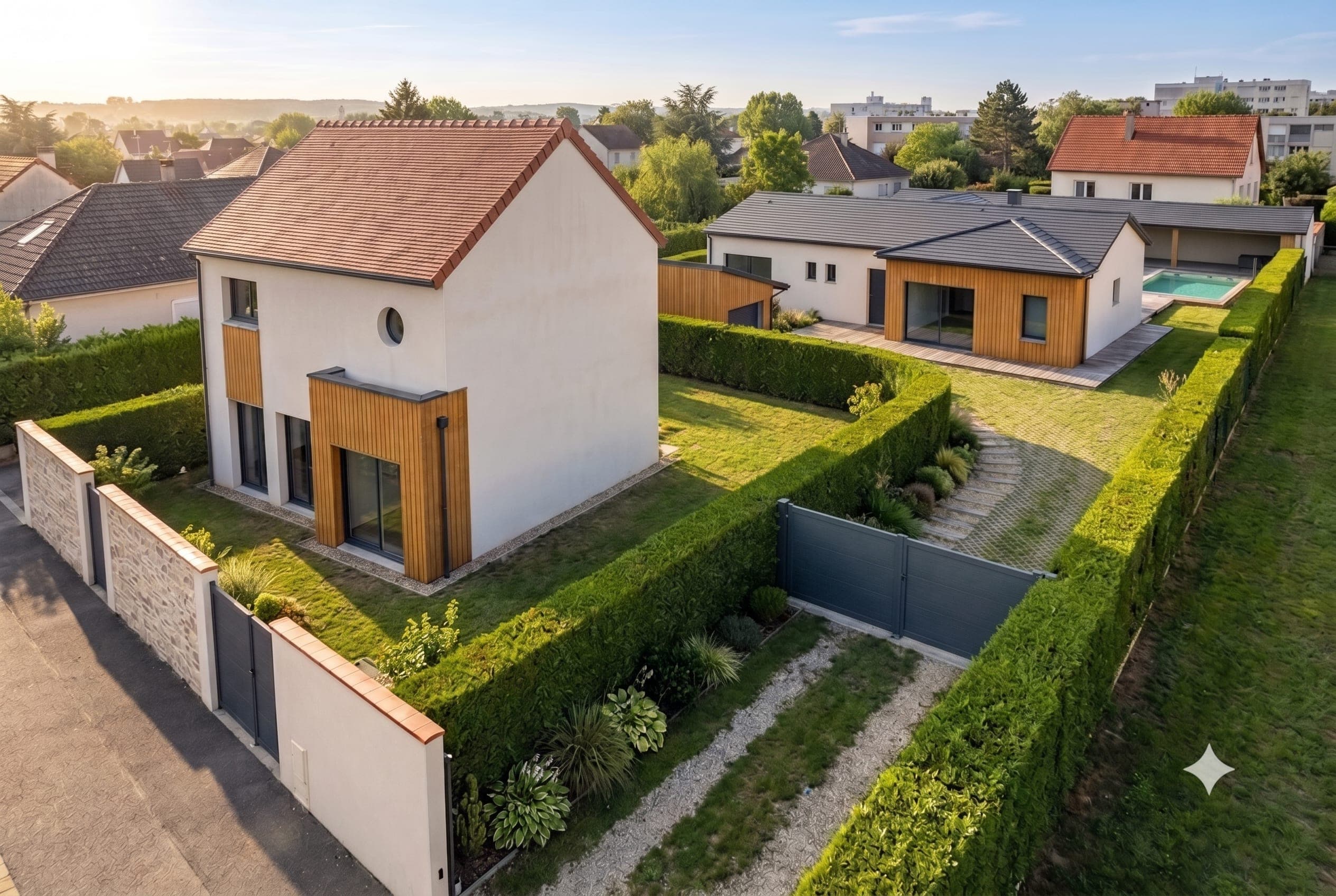 Vue extérieure des maisons