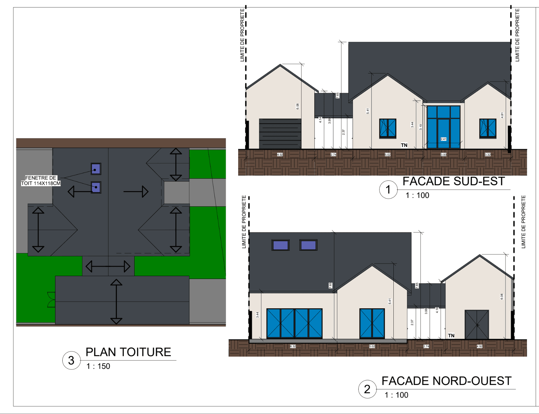 Plan toiture et façades